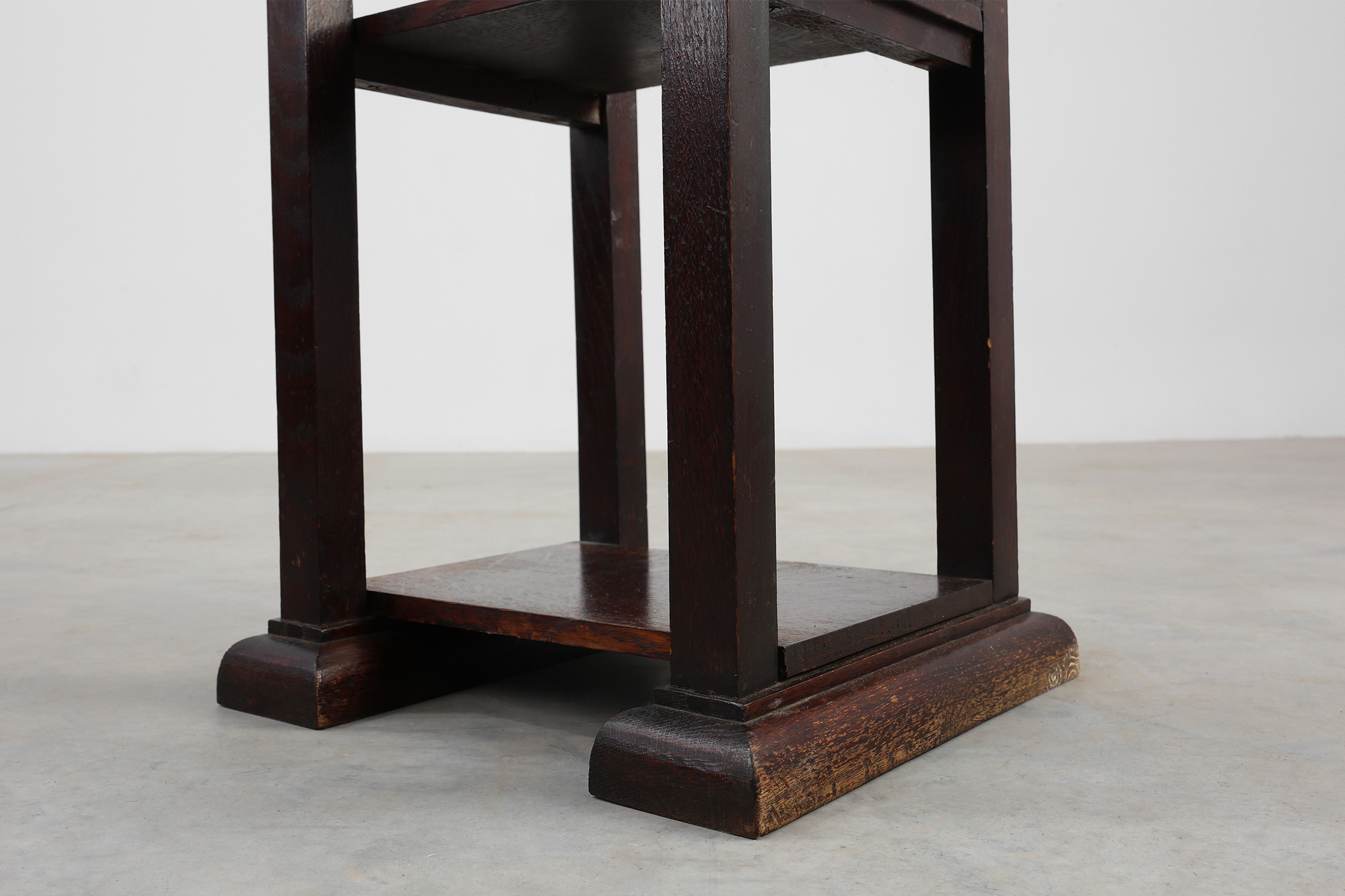 Art Deco dark oak pedestal, Belgium 1920sthumbnail